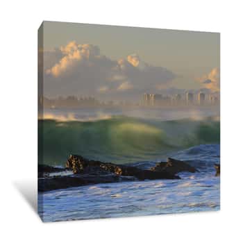 Image of Rolling Wave Over The Rocks Canvas Print