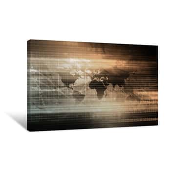 Image of Finance And Currency World Map Canvas Print