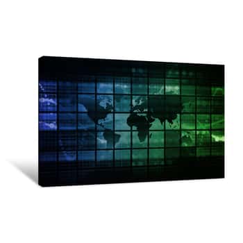 Image of Grid World Map Canvas Print