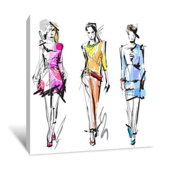 Image of Modern Fashion Sketch Canvas Print
