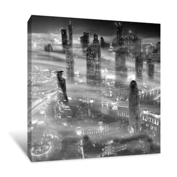 Image of Black and White Misty City Canvas Print
