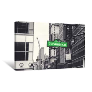 Image of Black and White Color Contrast Street Sign New York City Canvas Print