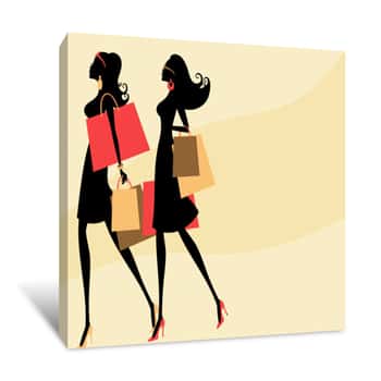 Image of Shopping Silhouettes Canvas Print