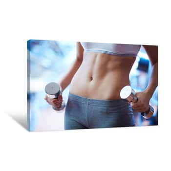 Image of Female Holding Barbells Canvas Print