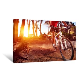 Image of Mountain Bike Cyclist at Sunrise Canvas Print