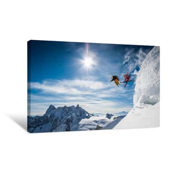 Image of Skiers Hang Time Canvas Print