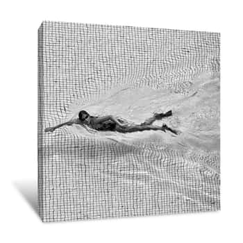Image of Swimmer in Black and White Canvas Print