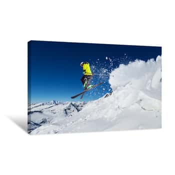 Image of Alpine Skier Jumping From Hill Canvas Print