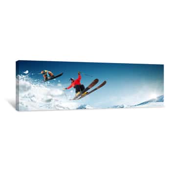 Image of Skiing  Snowboarding  Extreme Winter Sports Canvas Print