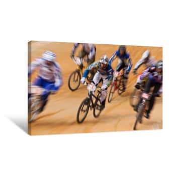 Image of Course Bicross Vélo Bmx Compétition Volonté Détermination Gagner Canvas Print
