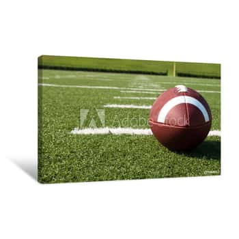 Image of Closeup Of American Football On Field Canvas Print