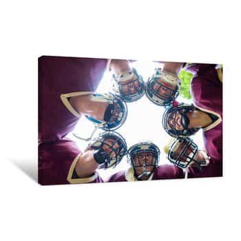 Image of American Football Team Having Huddle In Match Canvas Print