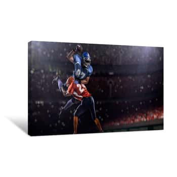 Image of American Football Player In Action At Game Time Canvas Print