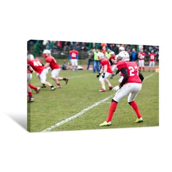 Image of American Football Game - Players In Action Canvas Print
