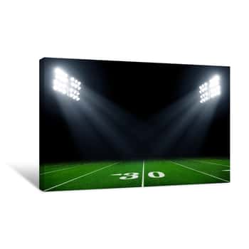 Image of Football Field Illuminated By Stadium Lights Canvas Print