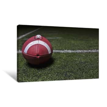 Image of Generic Football Background On A Turf Field Canvas Print