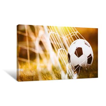 Image of Soccer Ball In Goal Canvas Print