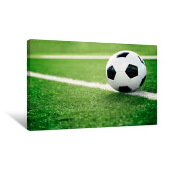 Image of Soccer Ball On Soccer Field Canvas Print