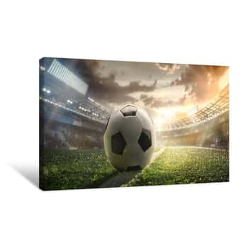 Image of Sport  Soccer Ball On Stadium  Football Poster Canvas Print