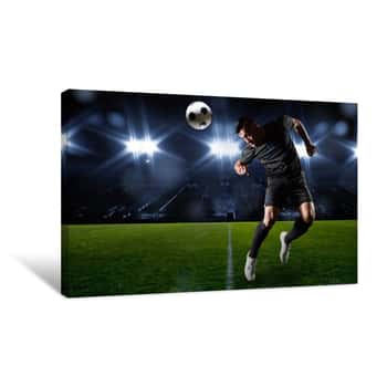 Image of Hispanic Soccer Player Heading The Ball Canvas Print