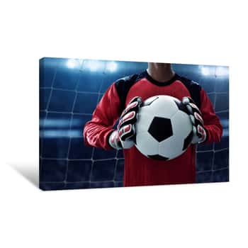 Image of Soccer Goalkeeper Holding Soccer Ball   Canvas Print