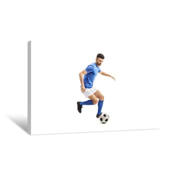 Image of Soccer Player Dribbling Canvas Print