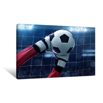Image of Soccer Goalkeeper Catches The Ball Canvas Print