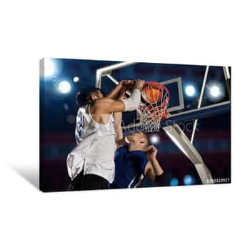 Image of Two Basketball Players In Action Canvas Print