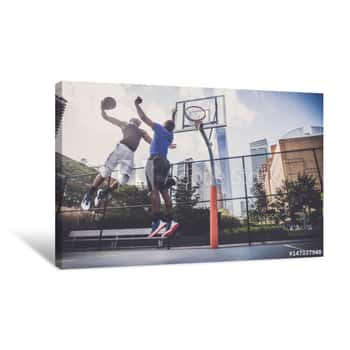 Image of Basketball Player Playing Outdoors Canvas Print