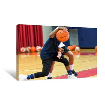 Image of Dribbling A Basketball At Summer Camp Canvas Print