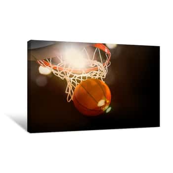 Image of Basketball Scoring Basket At A Sports Arena Canvas Print