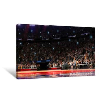 Image of Basketball Court With People Fan  Sport Arena Photoreal 3d Rende Canvas Print