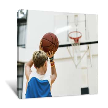 Image of Young Basketball Player Shoot Canvas Print
