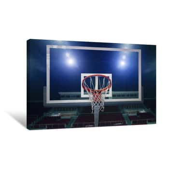Image of Glass Basketball Board And Hoop In An Arena Canvas Print