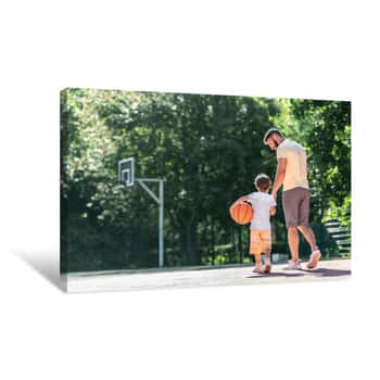 Image of Young Family On The Basketball Court Canvas Print