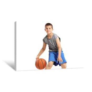 Image of Boy Playing Basketball Canvas Print