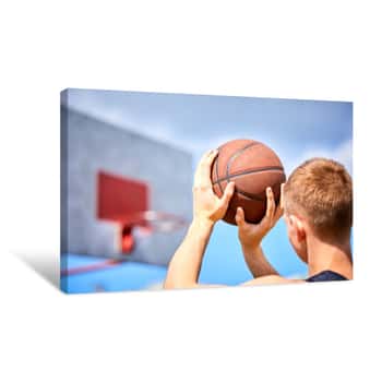 Image of Male Playing Basketball Outdoor Canvas Print