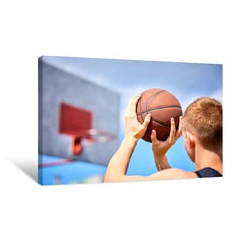 Image of Male Playing Basketball Outdoor Canvas Print