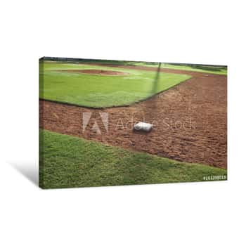 Image of Youth Baseball Infield From First Base Side In Morning Light Canvas Print