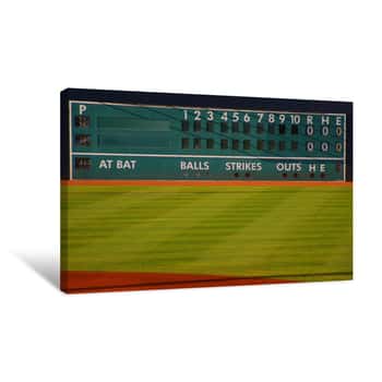 Image of Retro Baseball Scoreboard With Blank Home And Visitor Space Canvas Print