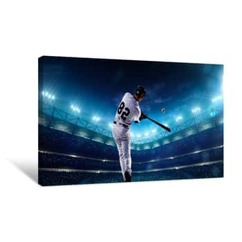 Image of Professional Baseball Players On Night Grand Arena Canvas Print