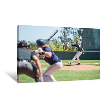 Image of Baseball Pitcher Winding Up To Pitch To Left Handed Batter Canvas Print