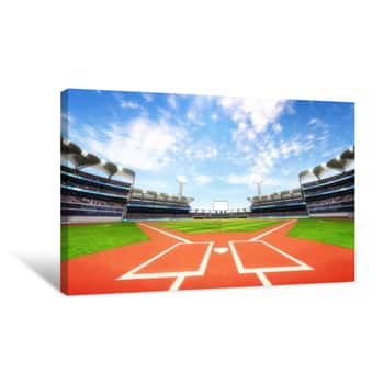 Image of Baseball Stadium Playground With Blue Cloudy Sky Canvas Print