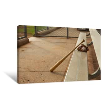 Image of Basebal In The Dugout Canvas Print