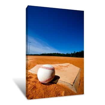 Image of Baseball On Homeplate Canvas Print