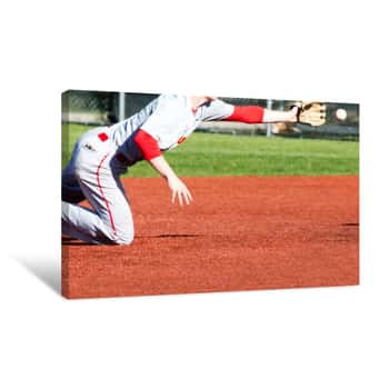 Image of Shortstop Diving For The Ball Canvas Print