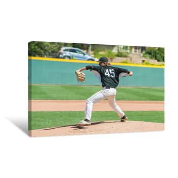 Image of Mens\' Baseball Pitcher Winding Up To Throw The Curveball Canvas Print