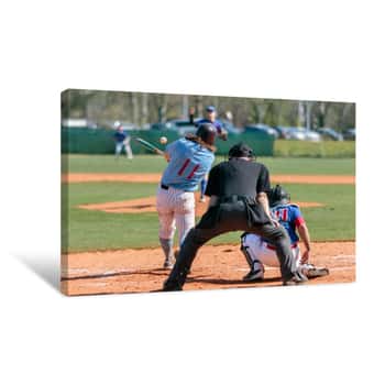 Image of Baseball Batter Hits Ball Canvas Print