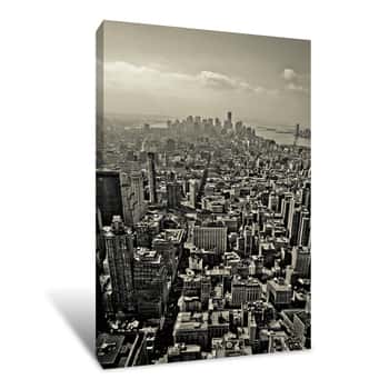 Image of Overlook of Manhattan Black and White Canvas Print