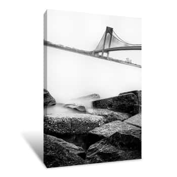Image of B&W Foggy New York City Bridge Shot Canvas Print